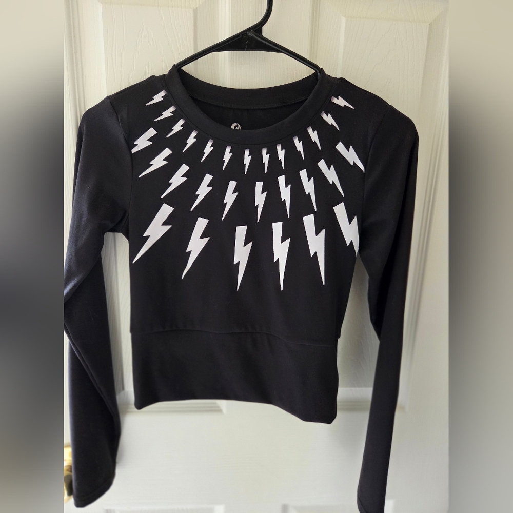 (SHITTS CREEK INSPIRED)Black Top with White Lightning Pattern